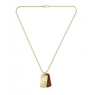 Devon Red and Gold Plated Dog Tag Necklace