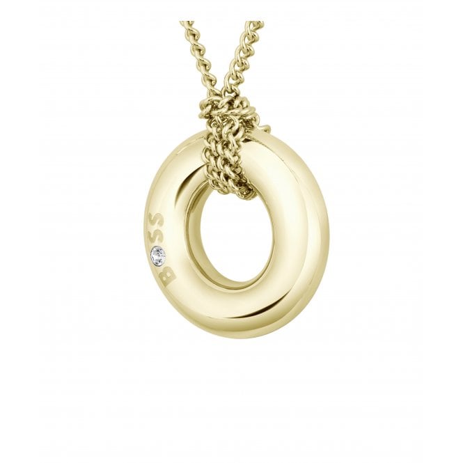 BOSS Live Yellow Gold-Tone Plated Circle Pendant
