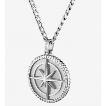 North Silver Plated Compass Necklace