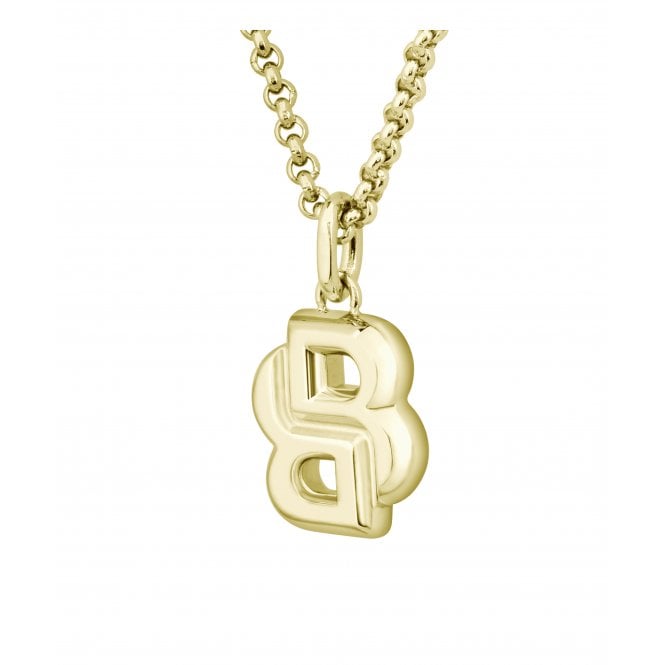 BOSS Yellow Gold-Tone Plated Double B Monogram Pendant