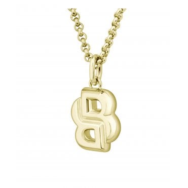 Yellow Gold-Tone Plated Double B Monogram Pendant