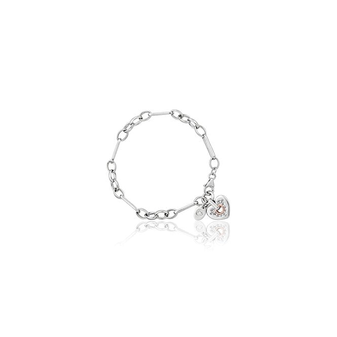 CLOGAU Cariad Silver and Topaz Sparkle Figaro Bracelet 