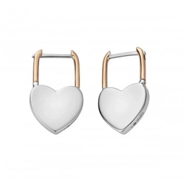 Cariad Silver Padlock Hoop Earrings