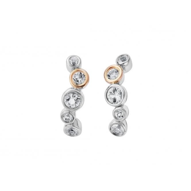CLOGAU Celebration Silver and Topaz Curved Stud Earrings