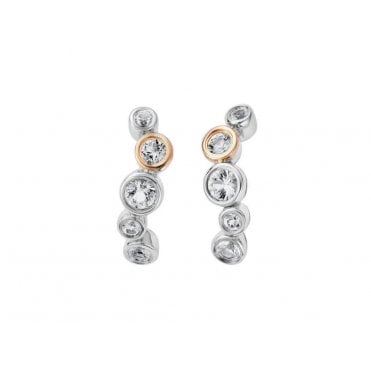 Celebration Silver and Topaz Curved Stud Earrings