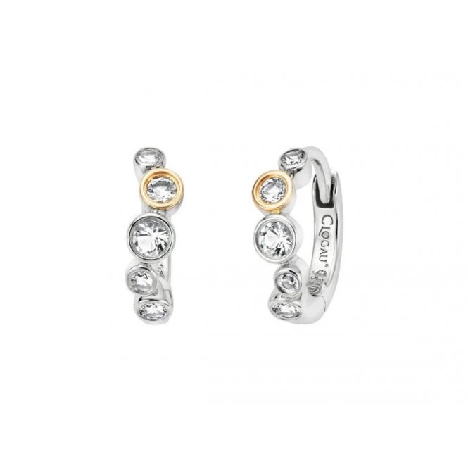 CLOGAU Celebration Silver and Topaz Huggie Hoop Earrings
