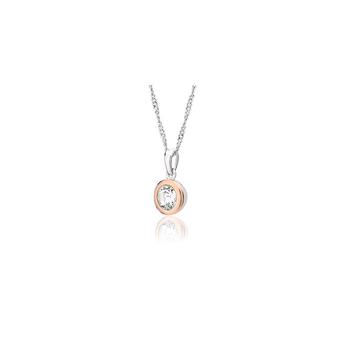 CLOGAU ® Celebration Sterling Silver Single Stone Pendant with Topaz