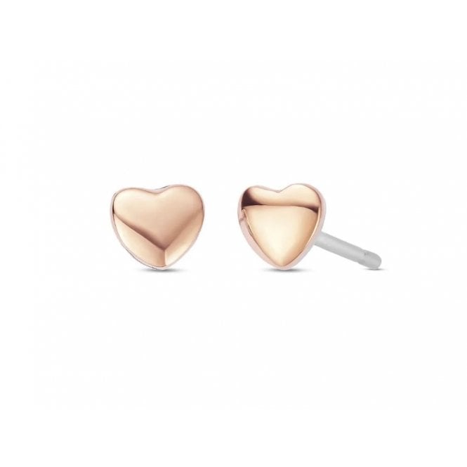 CLOGAU Forever Yours Silver & 9ct Rose Gold Heart Stud Earrings