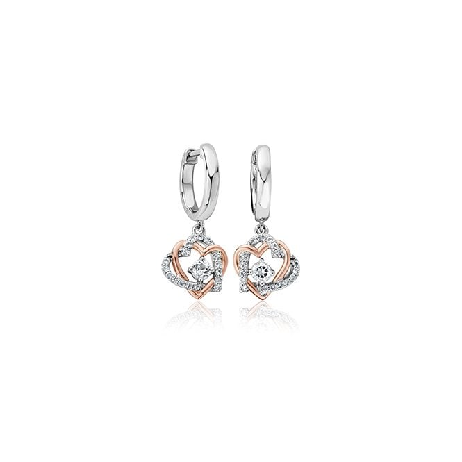 CLOGAU Forever Yours Silver and Topaz Heart Drop Earrings