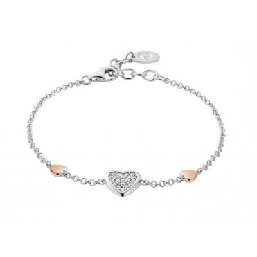Forever Yours Silver Love Heart Bracelet with Swarovski Zirconia