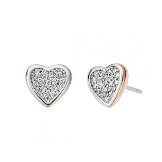 CLOGAU Forever Yours Silver Love Heart Earrings with Swarovski Zirconia