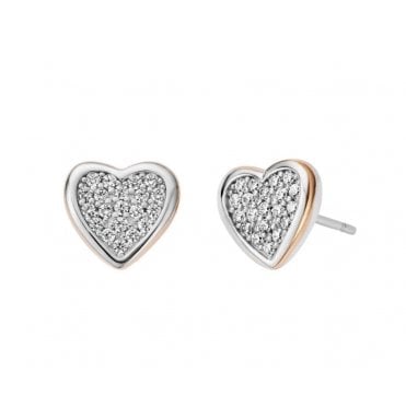 Forever Yours Silver Love Heart Earrings with Swarovski Zirconia
