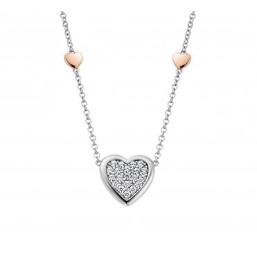Forever Yours Silver Love Heart Necklace with Swarovski Zirconia