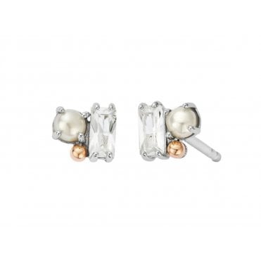 Nature's Wonder Silver, Topaz and Pearl Beachcomber Cluster Stud Earrings