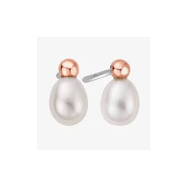 Nature's Wonder Sterling Silver Beachcomber Stud Earrings with Pearls