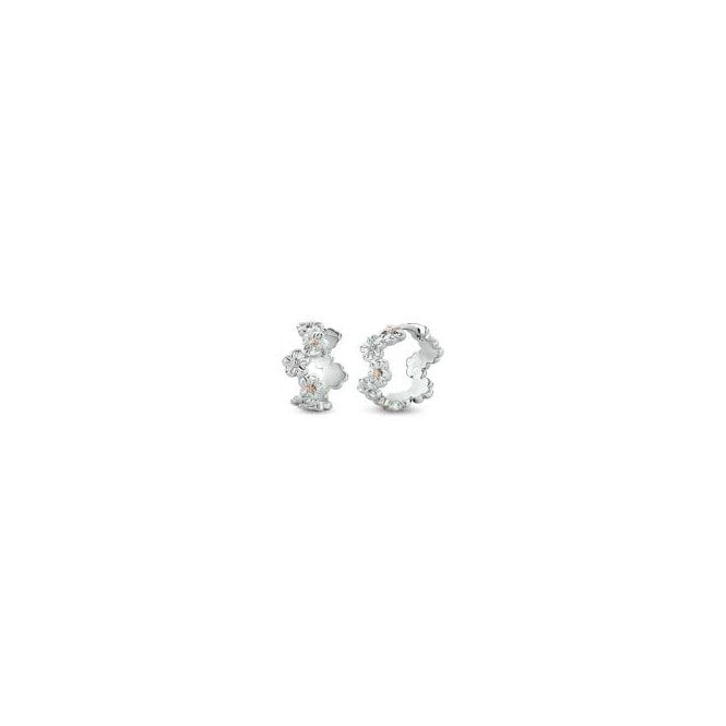 CLOGAU Nature's Wonder Sterling Silver Forget-Me-Not Huggie Hoop Earrings