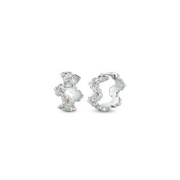 Nature's Wonder Sterling Silver Forget-Me-Not Huggie Hoop Earrings