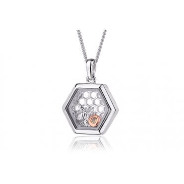 Nature's Wonder Sterling Silver Honey Bee Inner Charm Pendant with Citrine