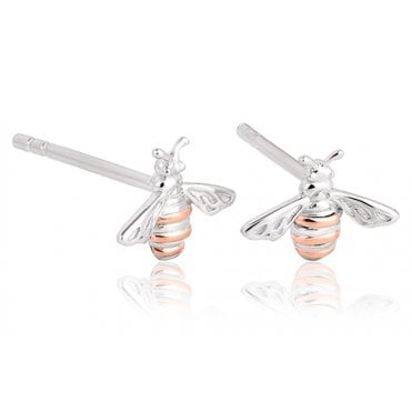 Nature's Wonder Sterling Silver Honey Bee Stud Earrings