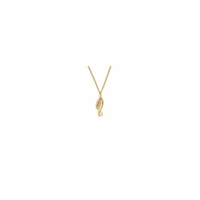 CLOGAU Past Present Future Gold and Diamond Pendant