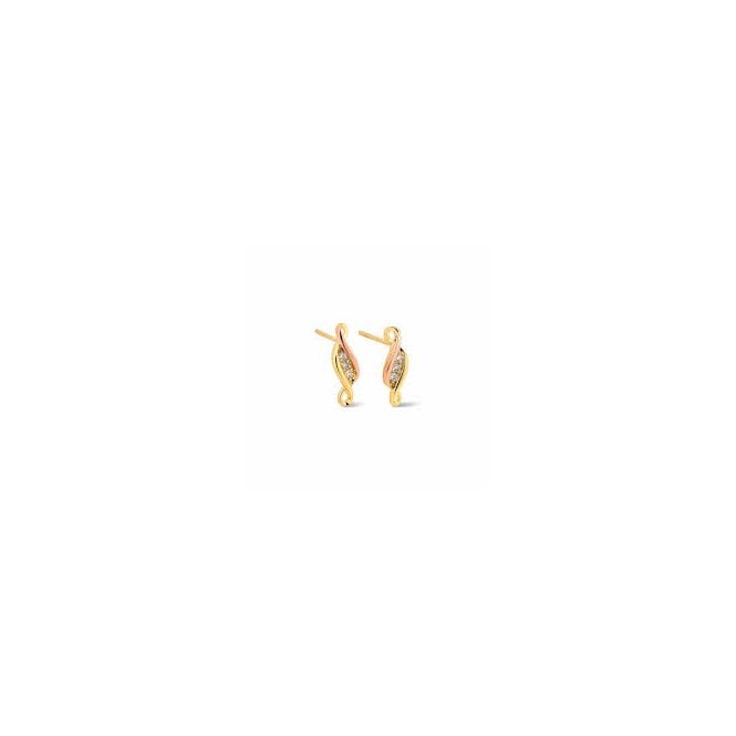 CLOGAU Past Present Future Gold and Diamond Stud Earrings