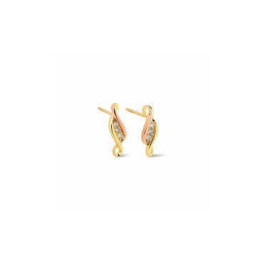 Past Present Future Gold and Diamond Stud Earrings