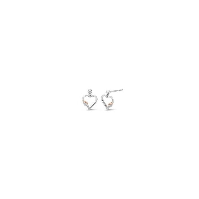CLOGAU Past Present Future Heart Silver Earrings