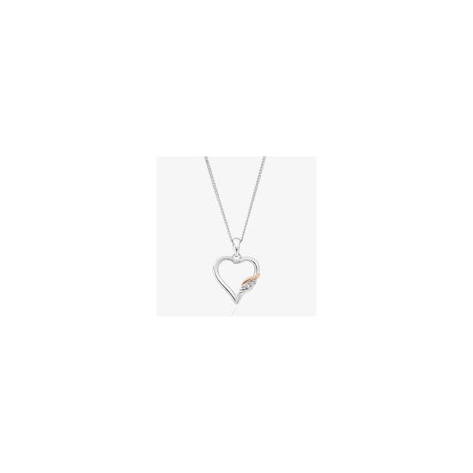CLOGAU Past Present Future Heart Silver Pendant