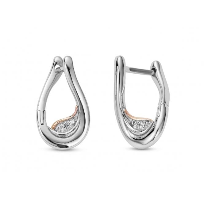 CLOGAU Past Present Future Silver and Topaz Twist Hoop Earrings
