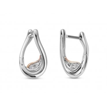 Past Present Future Silver and Topaz Twist Hoop Earrings