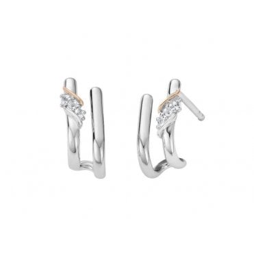 Past Present Future® Silver Curve Stud Earrings with Topaz