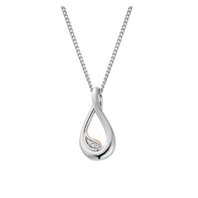 CLOGAU Past Present Future® Silver Twist Pendant with Topaz