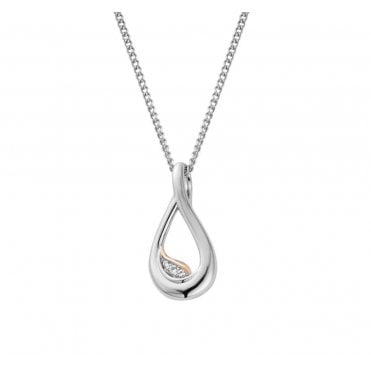 Past Present Future® Silver Twist Pendant with Topaz