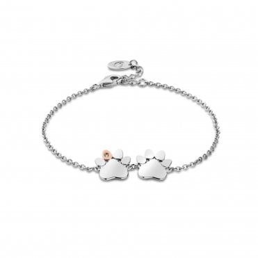 Paw Prints Sterling Silver Double-Paw Bracelet with Topaz