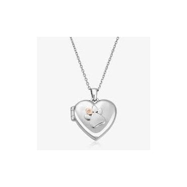 Paw Prints Sterling Silver Locket with Topaz