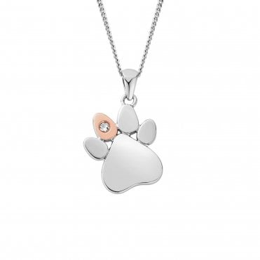 Paw Prints Sterling Silver Pendant with Topaz