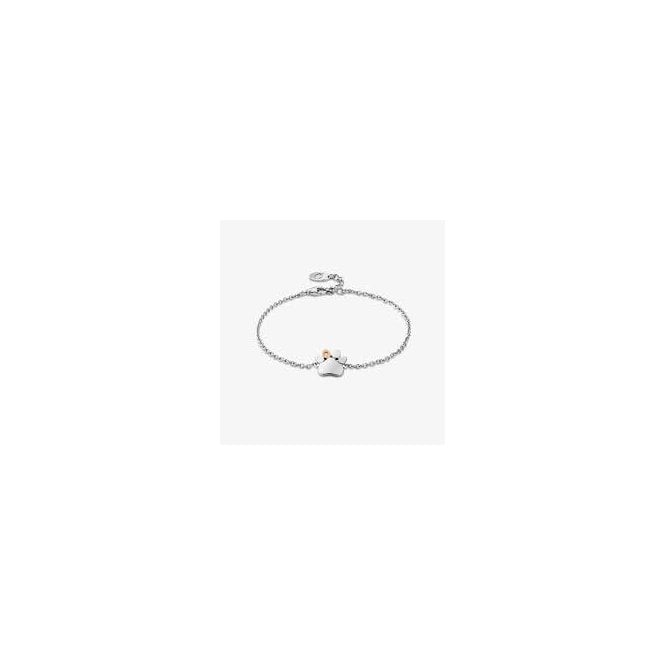 CLOGAU Paw Prints Sterling Silver Single-Paw Bracelet with Topaz