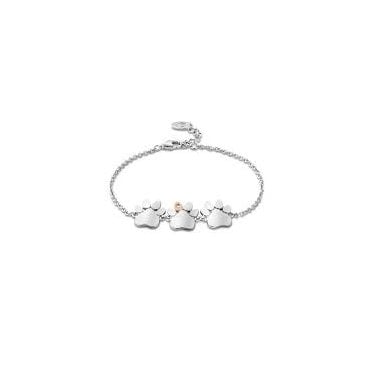 Paw Prints Sterling Silver Triple-Paw Bracelet with Topaz