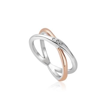 Ripples Cross Over White Topaz Ring (Size O)