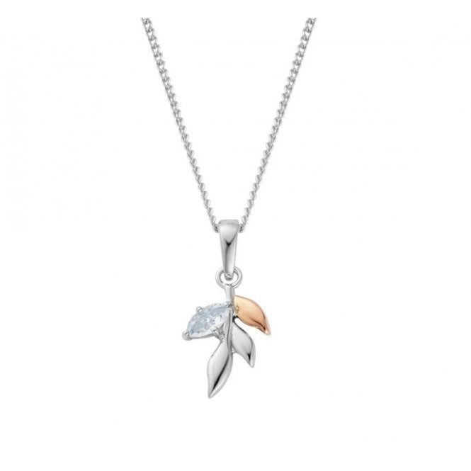 CLOGAU Royal Silver and Topaz Leaf Pendant Necklace