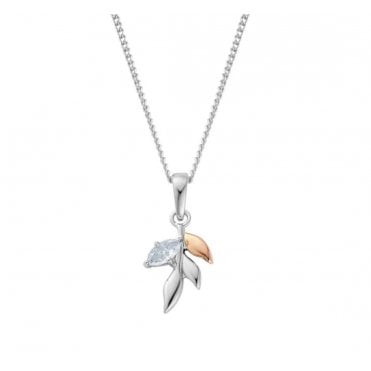 Royal Silver and Topaz Leaf Pendant Necklace