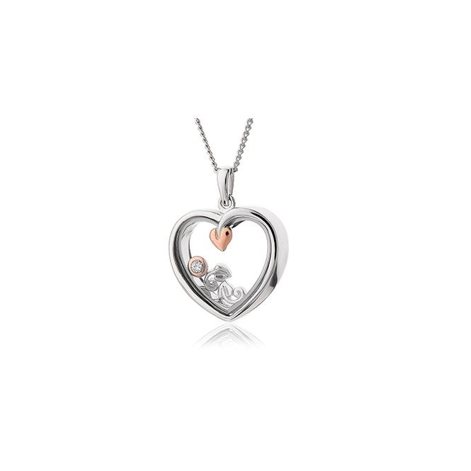 CLOGAU Tree of Life Silver and Topaz Inner Charm Heart Pendant