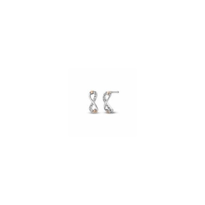 CLOGAU Tree of Life Sterling Silver Infinity Stud Earrings with Topaz