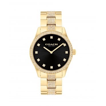 Brooks Yellow Gold Tone and Crystal 38mm Bracelet Watch