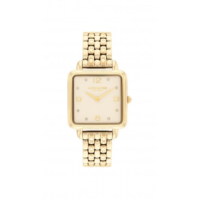 COACH Cass Yellow Gold Tone Crystal Quartz 28mm Ladies Watch