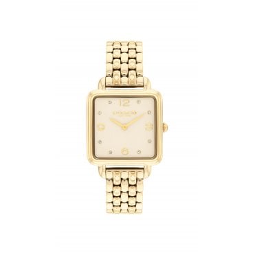 Cass Yellow Gold Tone Crystal Quartz 28mm Ladies Watch