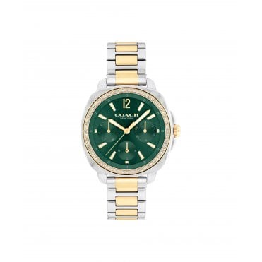 Kitt Stainless Steel and Yellow Gold Tone Green Dial Crystal 34mm Ladies Watch