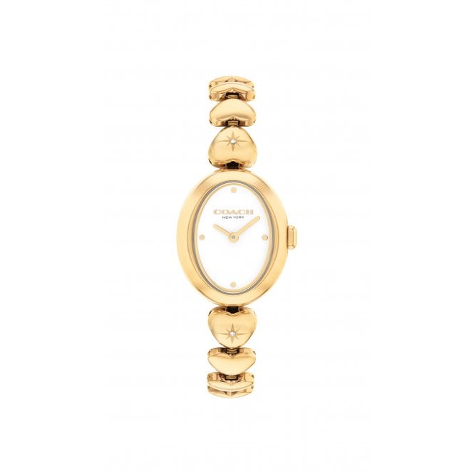 COACH Ladies Sammy Gold Plated Heart Bracelet Watch