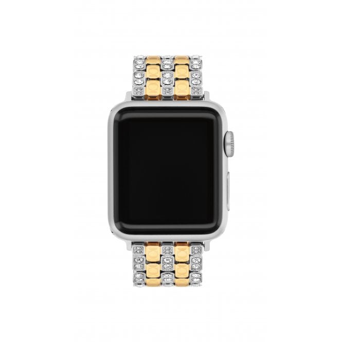COACH Stainless Steel and Yellow Gold Tone Crystal Apple Watch Strap
