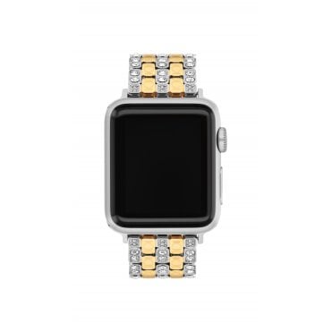 Stainless Steel and Yellow Gold Tone Crystal Apple Watch Strap